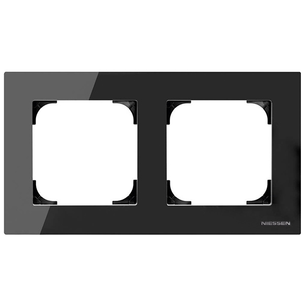 Рамка ABB Sky 2 поста, стекло чёрное (8572 CN)