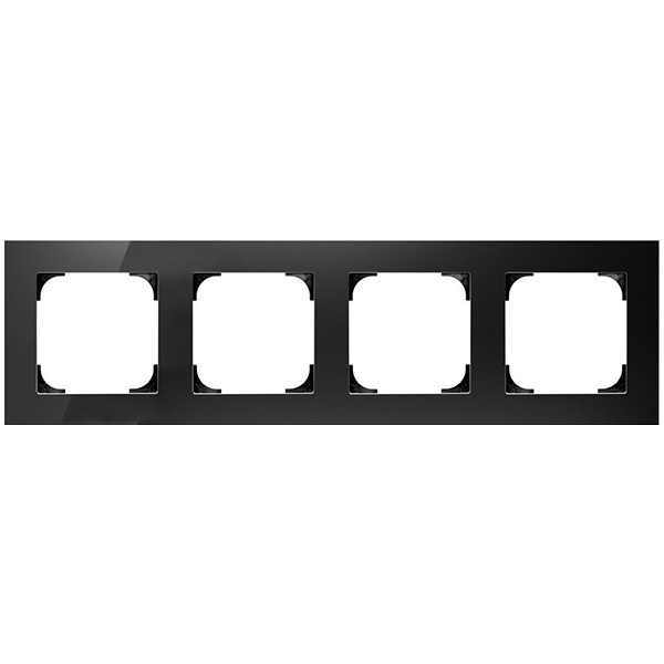 Рамка ABB Sky 4 поста, стекло чёрное (8574 CN)