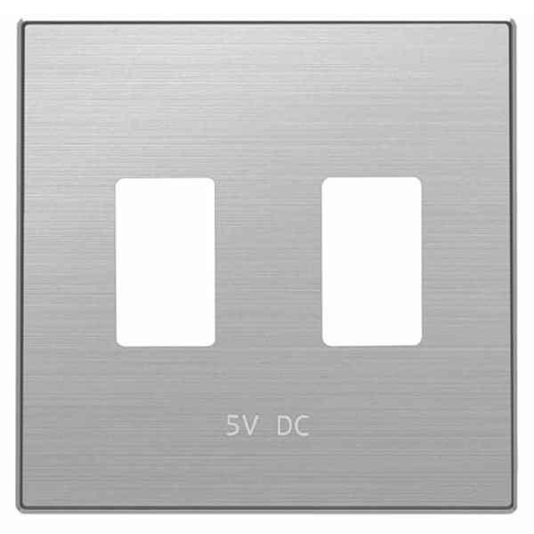 Накладка для механизма 2хUSB зарядного устройства арт.8185.3 ABB Sky, нержавеющая сталь (8585.3 AI)