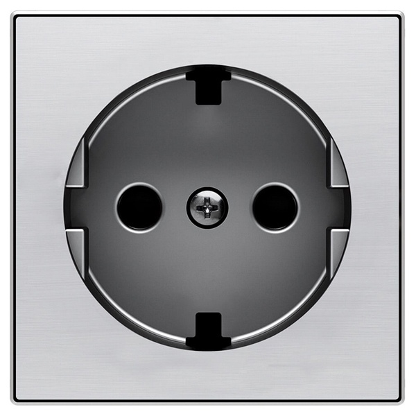 Накладка для розетки SCHUKO с плоской поверхностью ABB Sky, нержавеющая сталь (8588.9 AI)