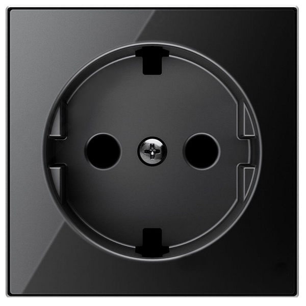 Накладка для розетки SCHUKO с плоской поверхностью ABB Sky, стекло чёрное (8588.9 CN)