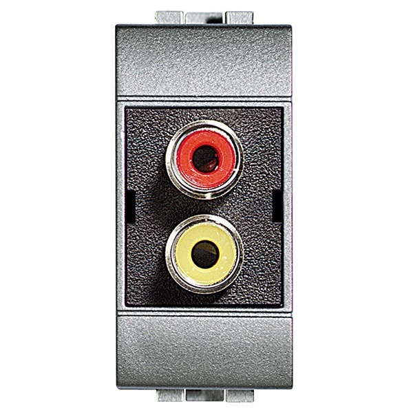 Двойной разъём типа RCA под зажим (тюльпан) 1 модуль LivingLight Алюминий