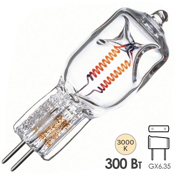 Лампа специальная галогенная Osram 64514 CP/96 300W 120V GX6.35 8100lm 75h d18.5x53mm