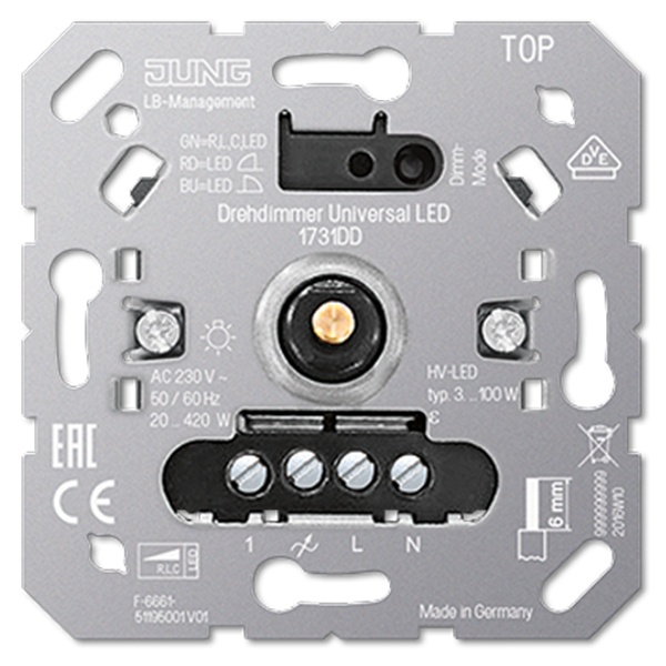 Диммер Jung роторный универсальный 20-420Вт механизм