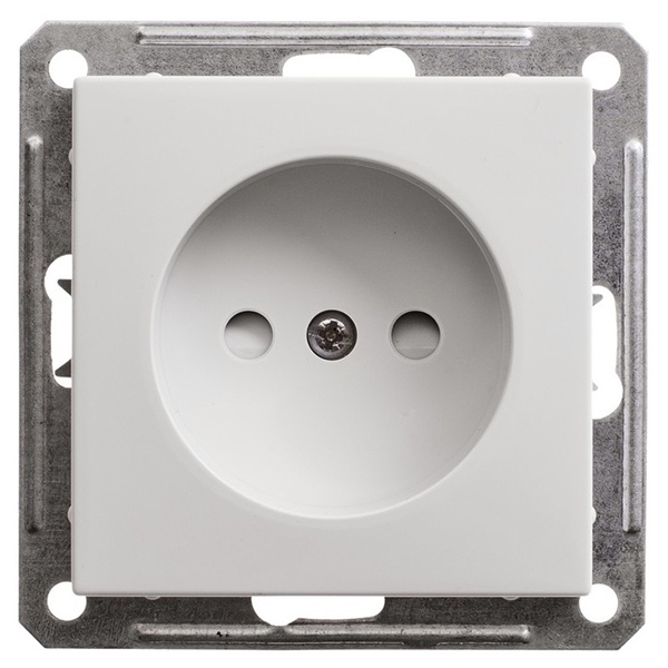 Розетка без заземления со шторками SE W59 16А механизм, белый