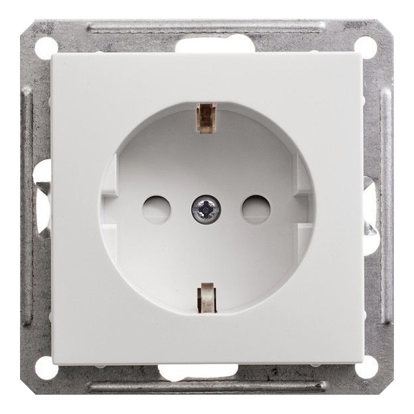 Розетка с заземлением со шторками SE W59 16А механизм, белый