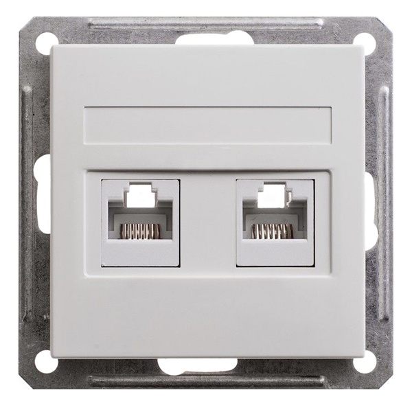 Розетка двойная SE W59 RJ11+RJ45 кат.5E механизм, белый