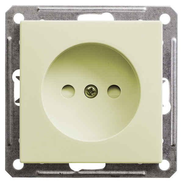 Розетка без заземления со шторками SE W59 16А механизм, слоновая кость (бежевый)