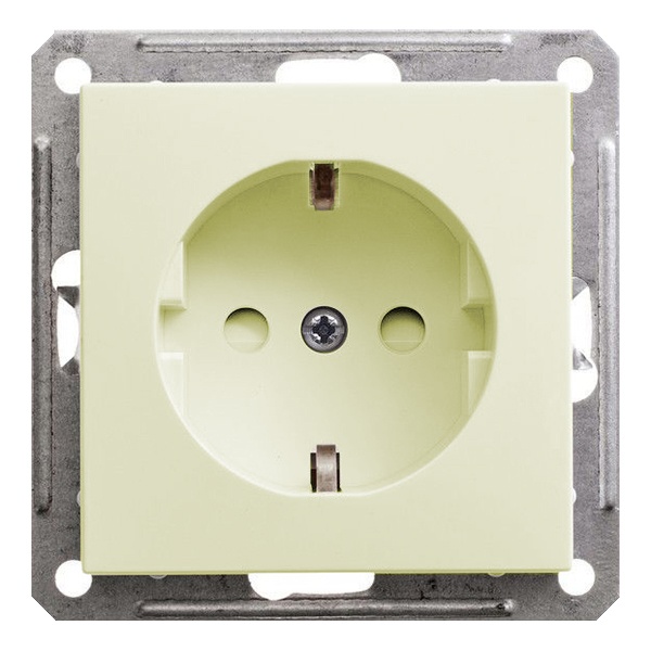 Розетка с заземлением со шторками SE W59 16А механизм, слоновая кость (бежевый)