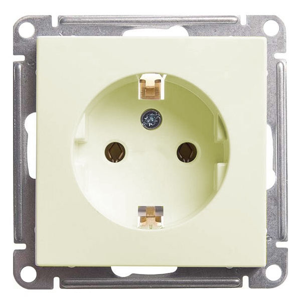 Розетка с заземлением без шторок SE W59 16А механизм, слоновая кость (бежевый)