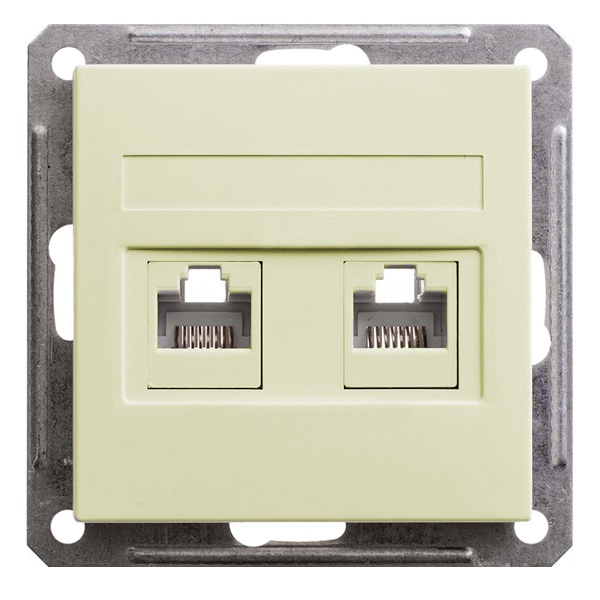 Розетка двойная SE W59 RJ11+RJ45 кат.5E механизм, слоновая кость (бежевый)