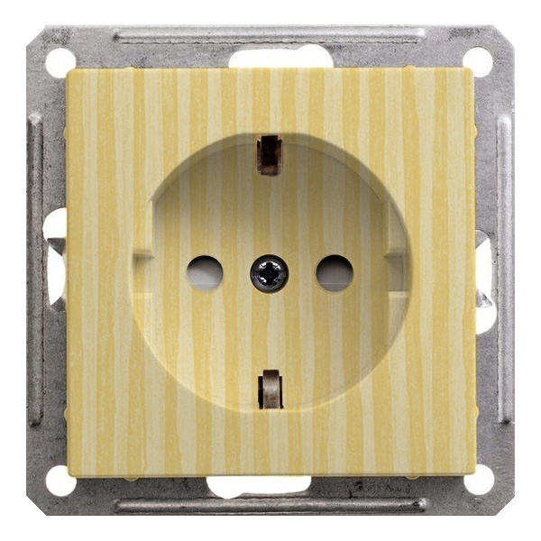Розетка с заземлением со шторками SE W59 16А механизм, сосна