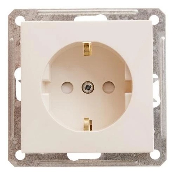 Розетка с заземлением со шторками SE W59 16А Aqua IP44, слоновая кость (бежевый)