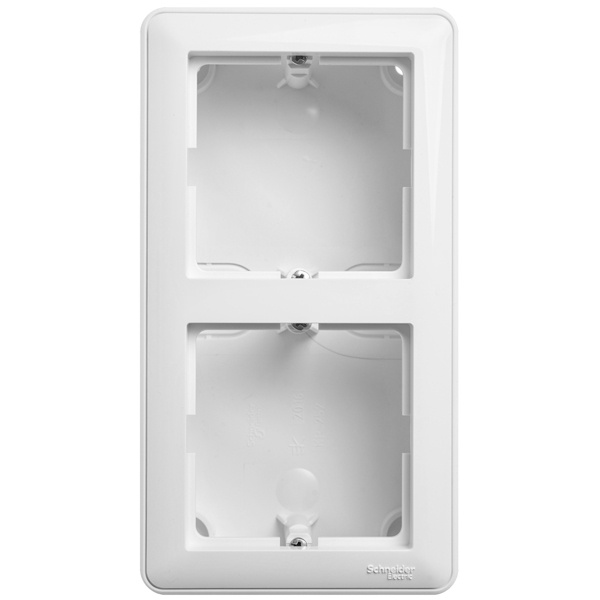 Подъемная коробка SE W59 для наружного монтажа с рамкой 2 поста, белый