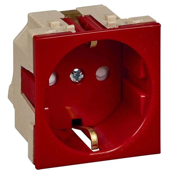 Розетка SE W45 2К+З со шторками винтовой зажим 16А, красный