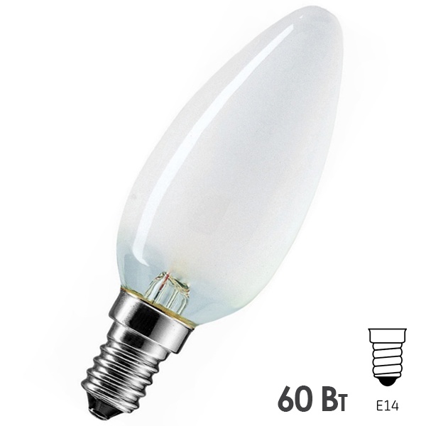 Лампа накаливания свеча Osram Classic B FR 60W E14 матовая