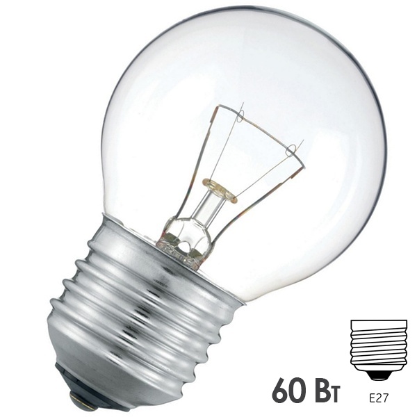 Лампа накаливания шарик Osram Classic P CL 60W E27 прозрачная