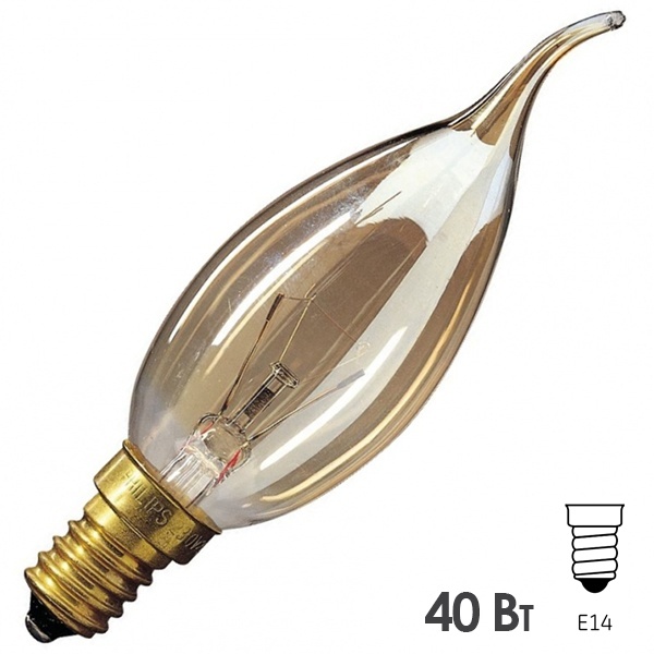 Лампа свеча на ветру Foton DECOR С35 FLAME GL 40W E14 230V золотая