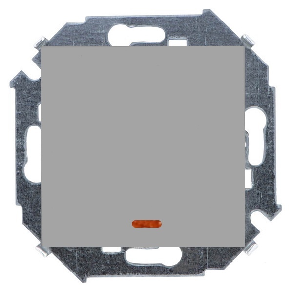 Выключатель одноклавишный с подсветкой Simon 15 16А 250В винтовой зажим, алюминий