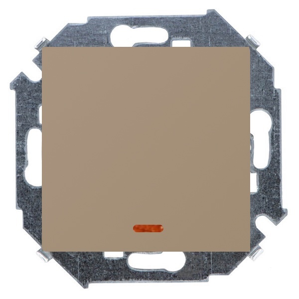 Выключатель одноклавишный с подсветкой Simon 15 16А 250В винтовой зажим, шампань