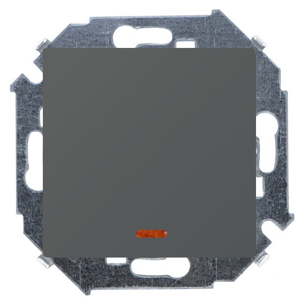 Выключатель одноклавишный с подсветкой Simon 15 16А 250В винтовой зажим, графит