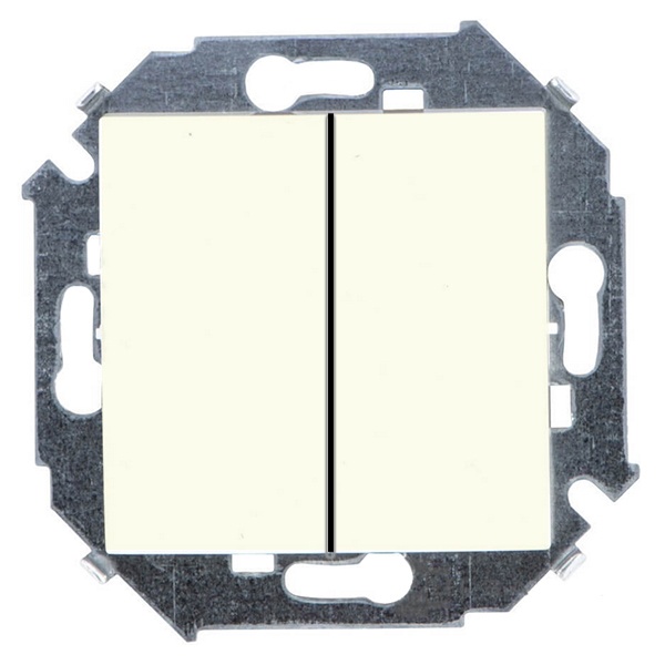 Переключатель двухклавишный Simon 15 16А 250В винтовой зажим, слоновая кость (бежевый)