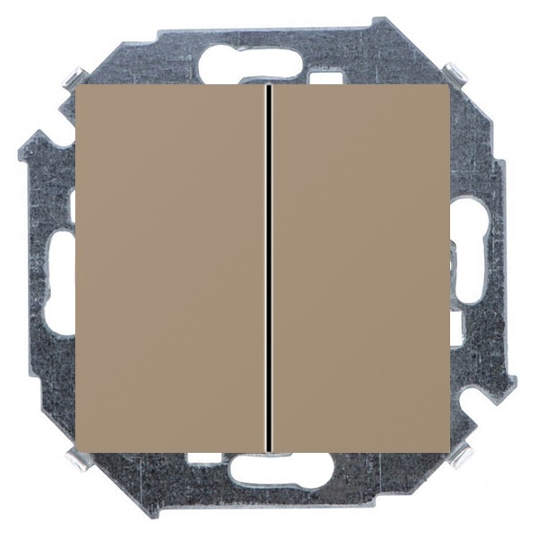 Переключатель двухклавишный Simon 15 16А 250В винтовой зажим, шампань