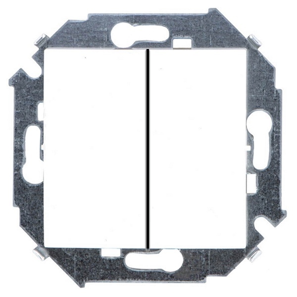 Выключатель двухклавишный Simon 15 16А 250В винтовой зажим, белый