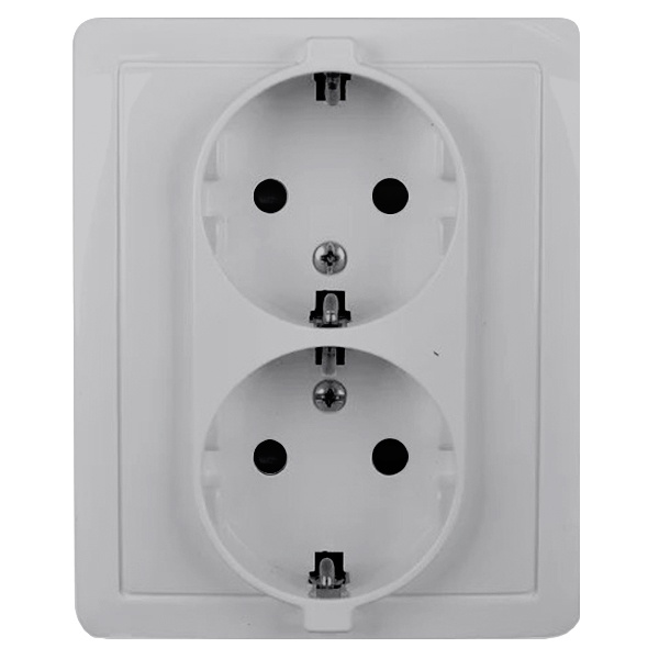 Розетка двойная с заземлением Simon 15 Schuko винтовой зажим 16А 250В, алюминий