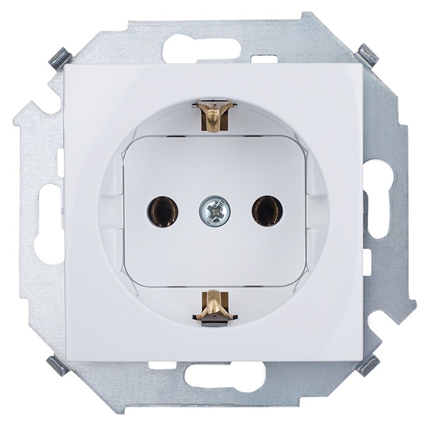 Розетка с заземлением Simon 15 Schuko 16А 250В винтовой зажим, белый