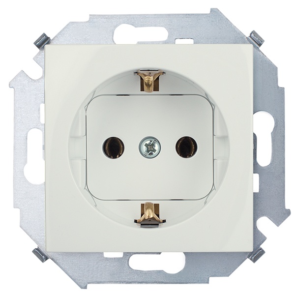 Розетка с заземлением Simon 15 Schuko 16А 250В винтовой зажим, слоновая кость (бежевый)