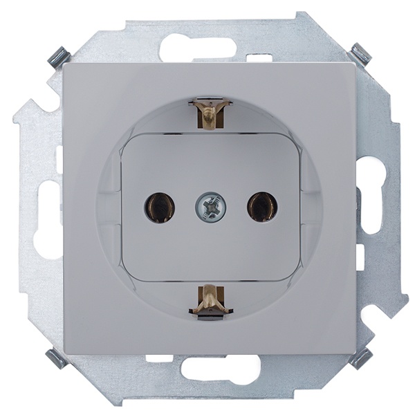 Розетка с заземлением Simon 15 Schuko 16А 250В винтовой зажим, алюминий