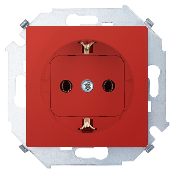 Розетка с заземлением Simon 15 Schuko 16А 250В винтовой зажим, красный
