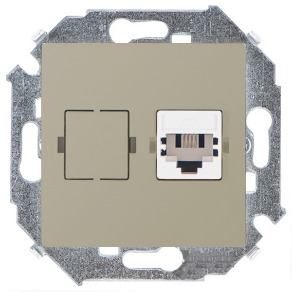 Розетка телефонная Simon 15 RJ11, шампань