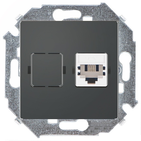 Розетка телефонная Simon 15 RJ11, графит