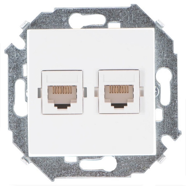 Розетка компьютерная двойная Simon 15 RJ45 кат.5е Systimax, белый
