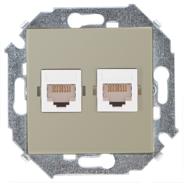 Розетка компьютерная двойная Simon 15 RJ45 кат.5е Systimax, шампань