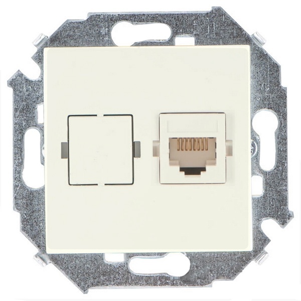Розетка компьютерная Simon 15 RJ45 кат.5е Systimax, слоновая кость (бежевый)
