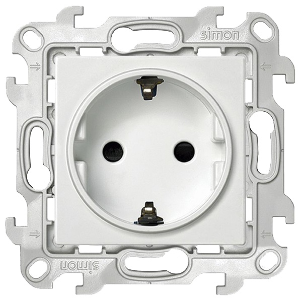 Розетка Simon 24 Harmonie 2К+З Schuko с защитными шторками, белый