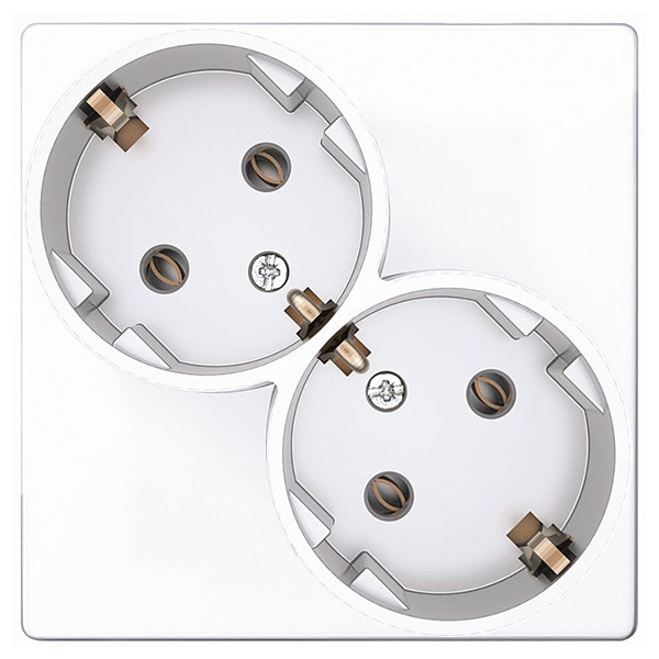 Розетка Simon 24 Harmonie 2х2К+З Schuko без защитных шторок, белый
