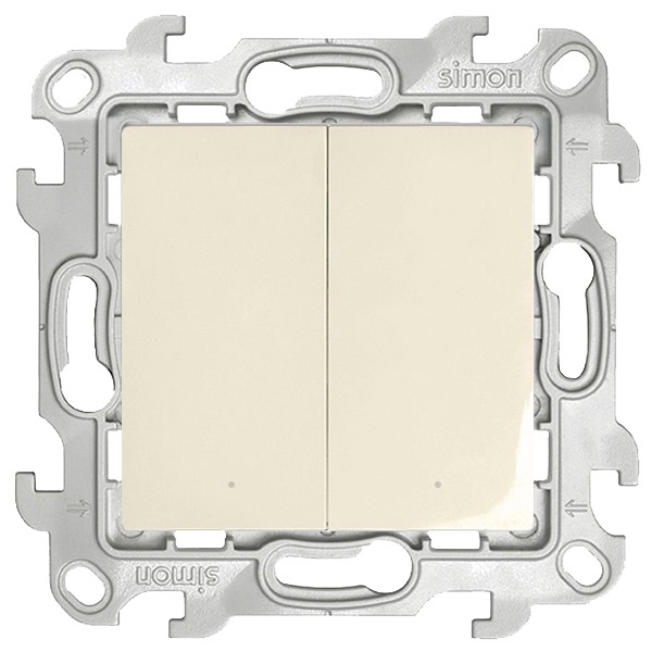 Двухклавишный выключатель Simon 24 Harmonie с подсветкой, слоновая кость (бежевый)
