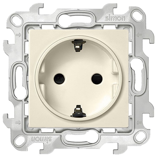 Розетка Simon 24 Harmonie 2К+З Schuko без защитных шторок, слоновая кость (бежевый)