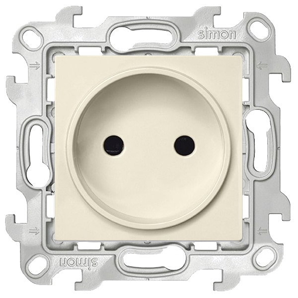 Розетка Simon 24 Harmonie 2К с защитными шторок, слоновая кость (бежевый)