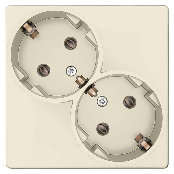 Розетка Simon 24 Harmonie 2х2К+З Schuko без защитных шторок, слоновая кость (бежевый)