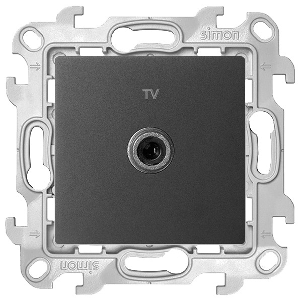 Розетка ТВ Simon 24 Harmonie проходная, графит