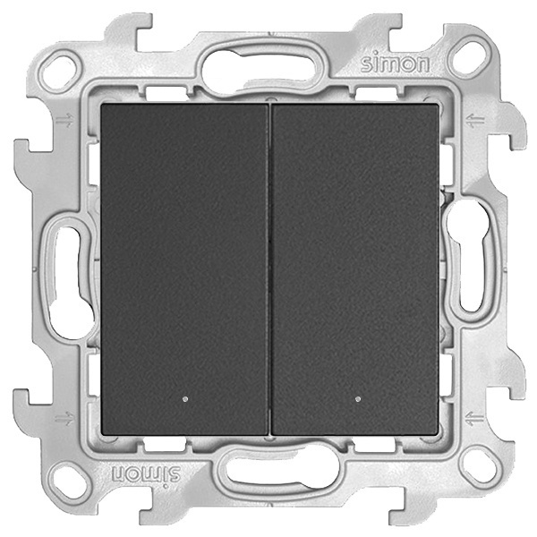 Двухклавишный выключатель Simon 24 Harmonie с подсветкой, графит
