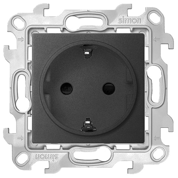 Розетка Simon 24 Harmonie 2К+З Schuko без защитных шторок, графит