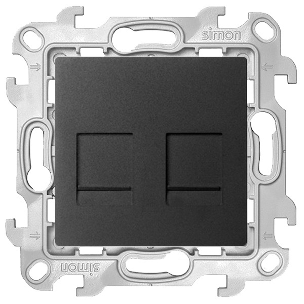 Розетка компьютерная Simon 24 Harmonie 2хRJ45 кат 5е UTP, графит