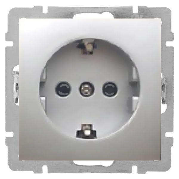 Розетка с заземляющим контактом, без шторок Экопласт LK80, серебристый металлик
