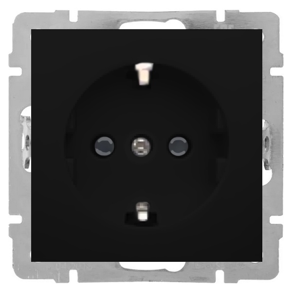 Розетка с заземляющим контактом, без шторок Экопласт LK80, черный бархат